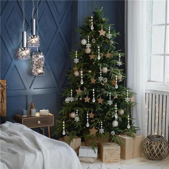 Snowflake Christmas Ornaments 38pc Beads Holiday Decor Xmas Tree Decorations - Picture 6 of 6